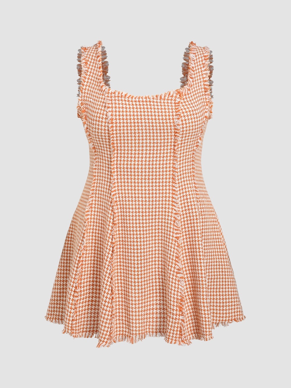 CIDER orange tweed houndstooth dress